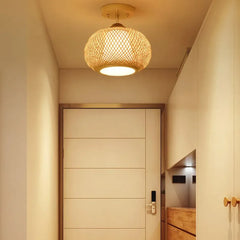 Lampara de techo ratan estilo vintage diseño farol