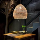 Lampara colgante ratan diseño retro estilo farol de mimbre
