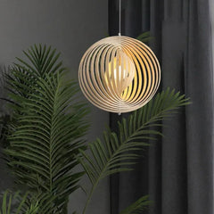 Lámpara para techo de madera con diseño de anillo giratorio