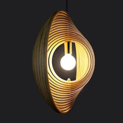 Lámpara para techo de madera con diseño de anillo giratorio