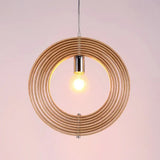 Lámpara para techo de madera con diseño de anillo giratorio