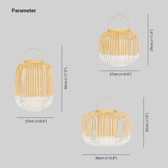 Lámpara de pie exterior bambú tejido artesanal