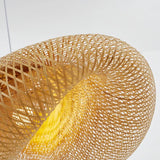 Lámpara colgante bambú natural regulable en altura para comedor