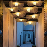 Lampara de bambu colgante diseño vintage hecho a mano