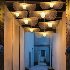 Lampara de bambu colgante diseño vintage hecho a mano