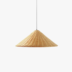 Lampara de mimbre colgante diseño de cono para comedor