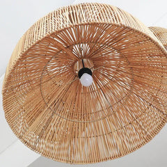 Lamparas colgantes de mimbre diseño vintage con pantalla semicircular