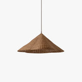 Lámpara colgante de mimbre diseño en forma de cono estilo rústico