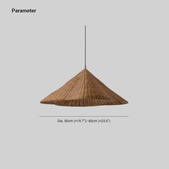 Lámpara colgante de mimbre diseño en forma de cono estilo rústico