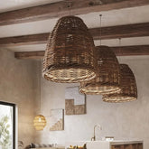 Lámpara Colgante de Rattan Estilo Rústico para Comedor