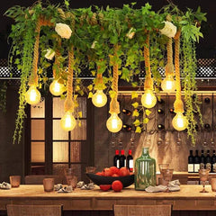Lámpara colgante de restaurante con decoración de plantas retro