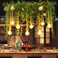 Lámpara colgante de restaurante con decoración de plantas retro