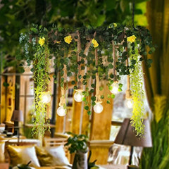Lámpara colgante de restaurante con decoración de plantas retro