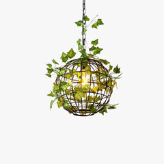 Lamparas colgantes decorativos diseño con bolas de hierro y plantas