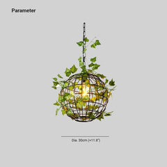 Lamparas colgantes decorativos diseño con bolas de hierro y plantas