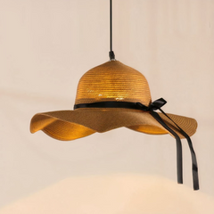 Lámpara Colgante Sombrero de Paja para Comedor