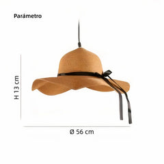 Lámpara Colgante Sombrero de Paja para Comedor