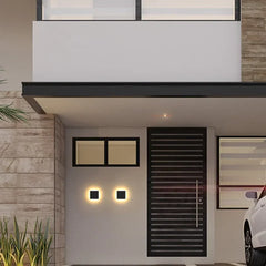 Aplique de pared exterior cuadrado moderno con sensor de movimiento IP65