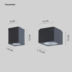 Foco de superficie LED IP65 rectangular negro moderno para pasillo