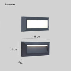 Baliza LED exterior IP65 de metal rectangular moderna para escalera