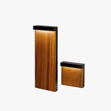 Baliza de jardín rectangular moderna LED IP65 con acabado de efecto madera