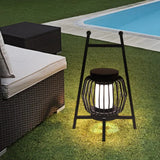 Lámpara solar exterior de pie tipo farol moderna de metal negra para terraza