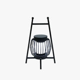 Lámpara solar exterior de pie tipo farol moderna de metal negra para terraza