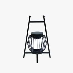 Lámpara solar exterior de pie tipo farol moderna de metal negra para terraza