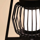 Lámpara solar exterior de pie tipo farol moderna de metal negra para terraza