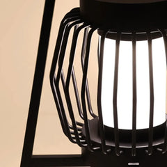 Lámpara solar exterior de pie tipo farol moderna de metal negra para terraza