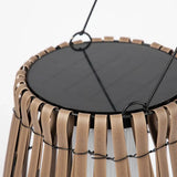 Lámpara solar de pie exterior LED IP65 tipo farol con efecto bambú para terraza