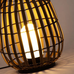 Lámpara solar de pie exterior de ratán LED estilo farol para terraza