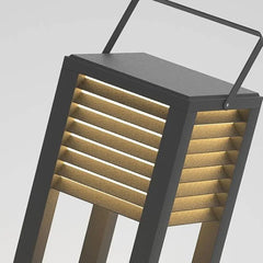 Lampara de Pie Exterior Solar Moderna de Metal Rectangular para Terraza