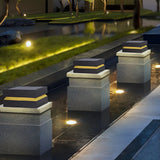 Sobremuro exterior solar LED IP65 con diseño moderno para pilar negro