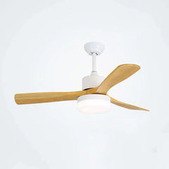 Ventilador de techo con luz con aspas de madera nórdico LED silenciosos DC para salón