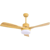 Ventilador de techo con luz con aspas de madera nórdico LED silenciosos DC para salón