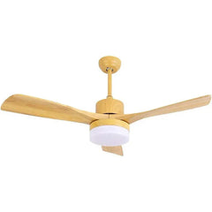 Ventilador de techo con luz con aspas de madera nórdico LED silenciosos DC para salón