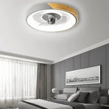 Ventilador de techo con luz LED nórdico silencioso con temporizador para dormitorio