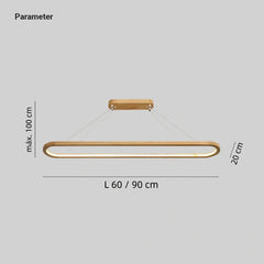 Lámpara colgante ovalada de madera nórdica con LED regulable en altura para comedor
