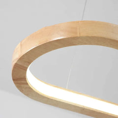 Lámpara colgante ovalada de madera nórdica con LED regulable en altura para comedor