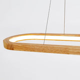 Lámpara colgante ovalada nórdica de madera LED para isla de cocina