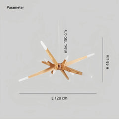 Lámpara colgante Sputnik nórdica LED de madera 12 luces para salón