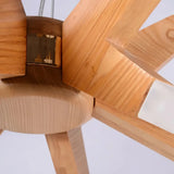 Lámpara colgante Sputnik nórdica LED de madera 12 luces para salón