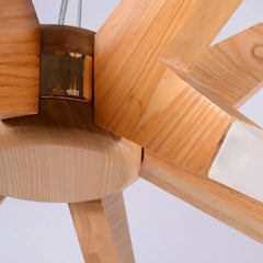 Lámpara colgante Sputnik nórdica LED de madera 12 luces para salón