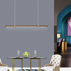 Lámpara Colgante Lineal Estilo Minimalista Efecto Madera