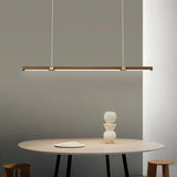 Lámpara Colgante Lineal Estilo Minimalista Efecto Madera