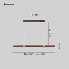 Lámpara Colgante Lineal Estilo Minimalista Efecto Madera