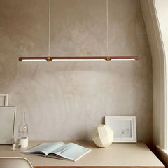 Lámpara Colgante Lineal Estilo Minimalista Efecto Madera