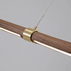 Lámpara Colgante Lineal Estilo Minimalista Efecto Madera