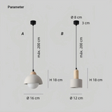 Lámpara colgante de cemento y madera Japandi LED para mesilla de noche